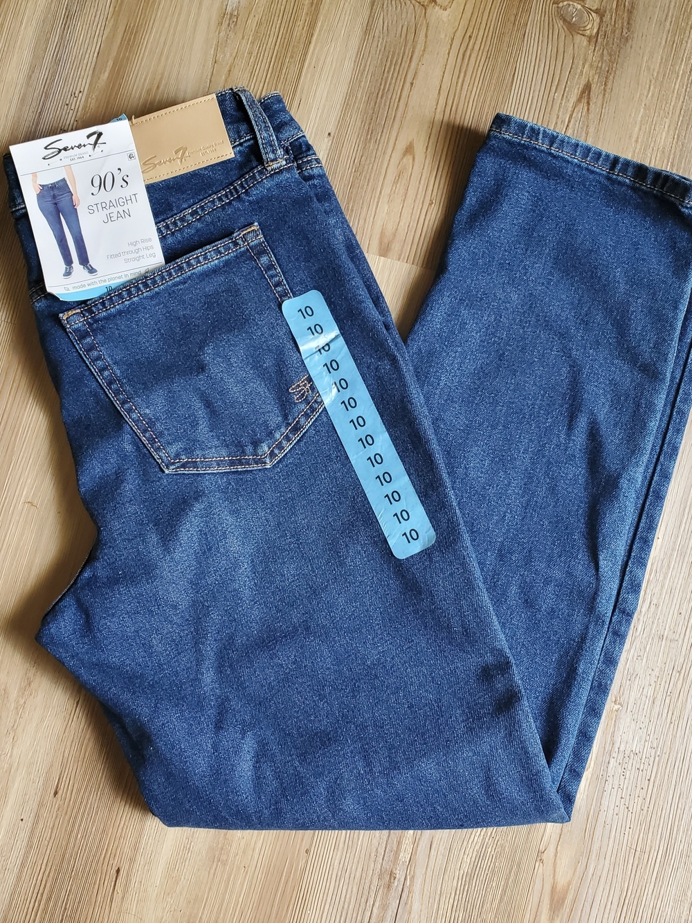 NWT Seven7 Women's Size 10 90's Straight Jeans in Dark Blue Denim